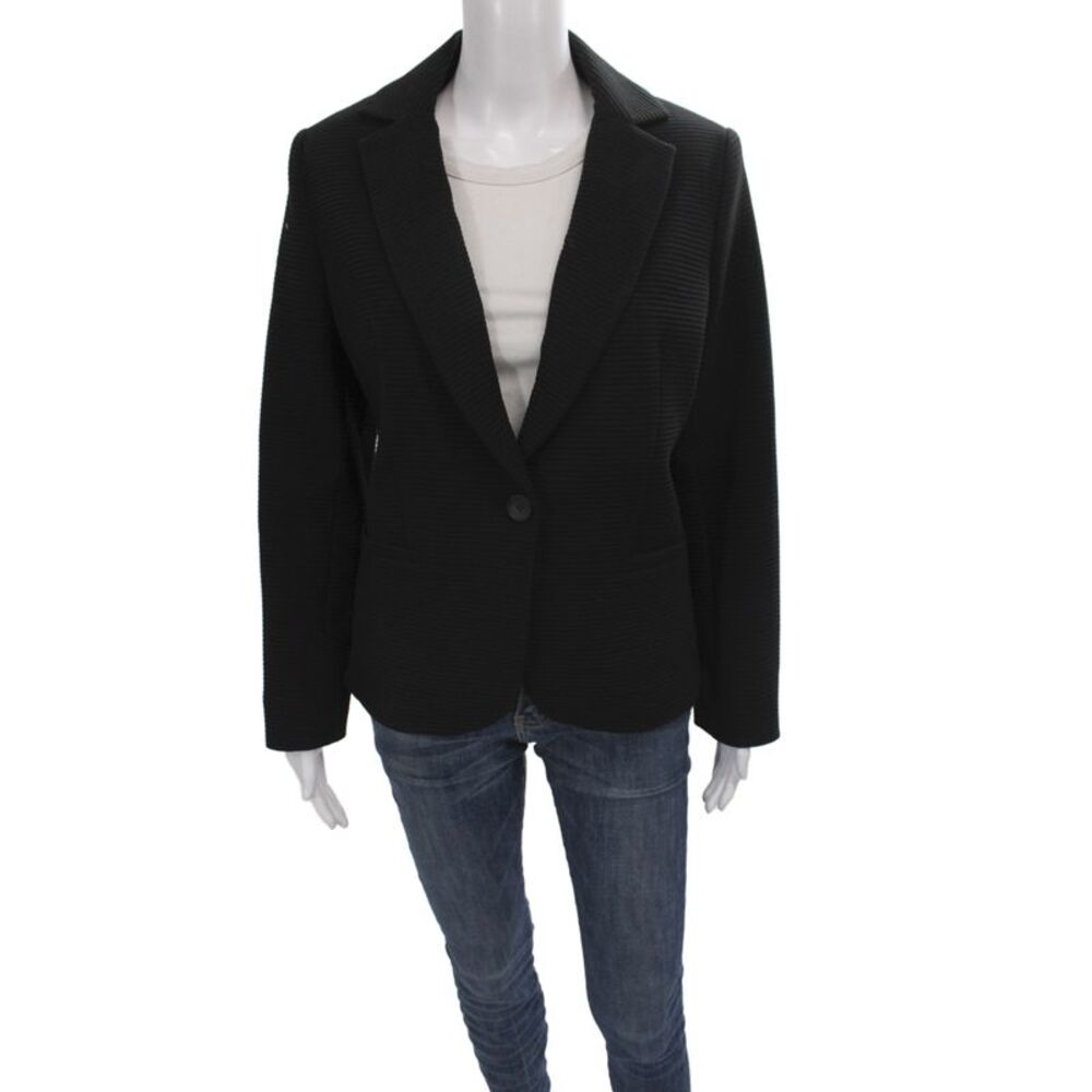 Donna Degnan Womens Basic Jacket Black Button Long Sleeve Size 8
